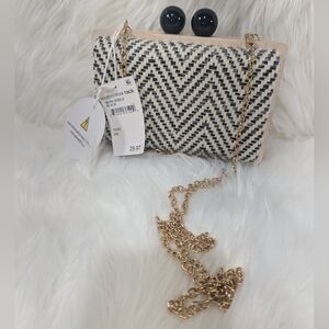 Wood small purse Gold chain